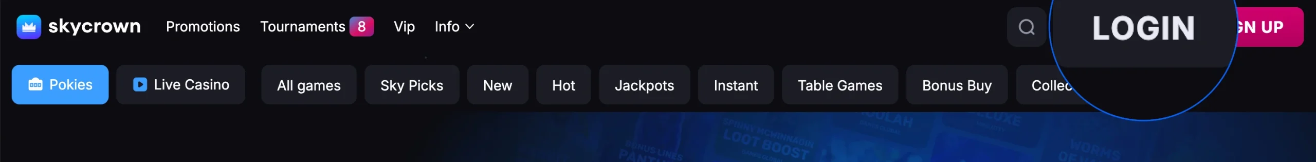 sky crown casino login